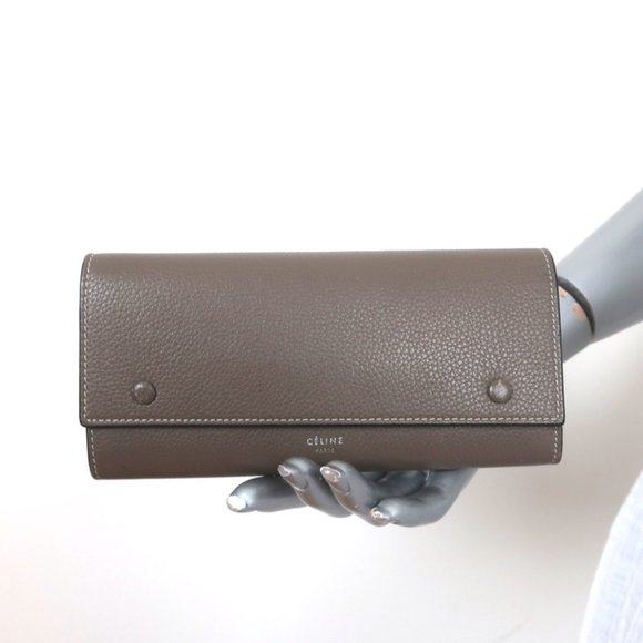 Celine Handbags - Celine Large Flap Multifunction Wallet Taupe Grained Leather